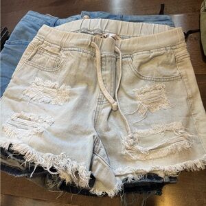 Light Blue Distressed Denim Shorts